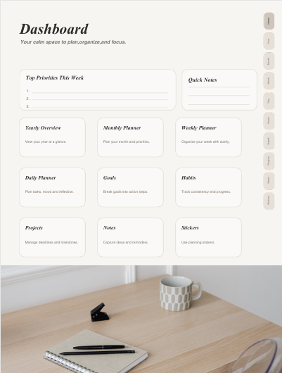 Minimalist Digital Planner | Undated PDF Planner for GoodNotes, Notability & More